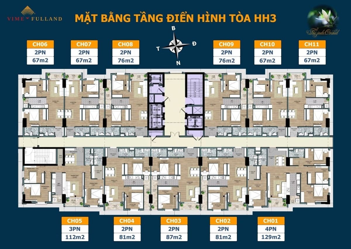 Thiết kế chung cư Jade Square - Mặt bằng điển hình