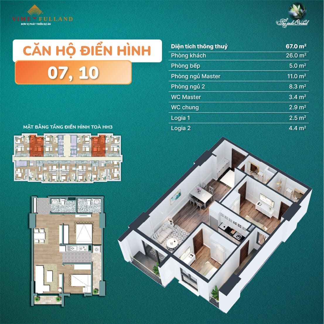 Thiết kế chung cư Jade Square 2 phòng ngủ